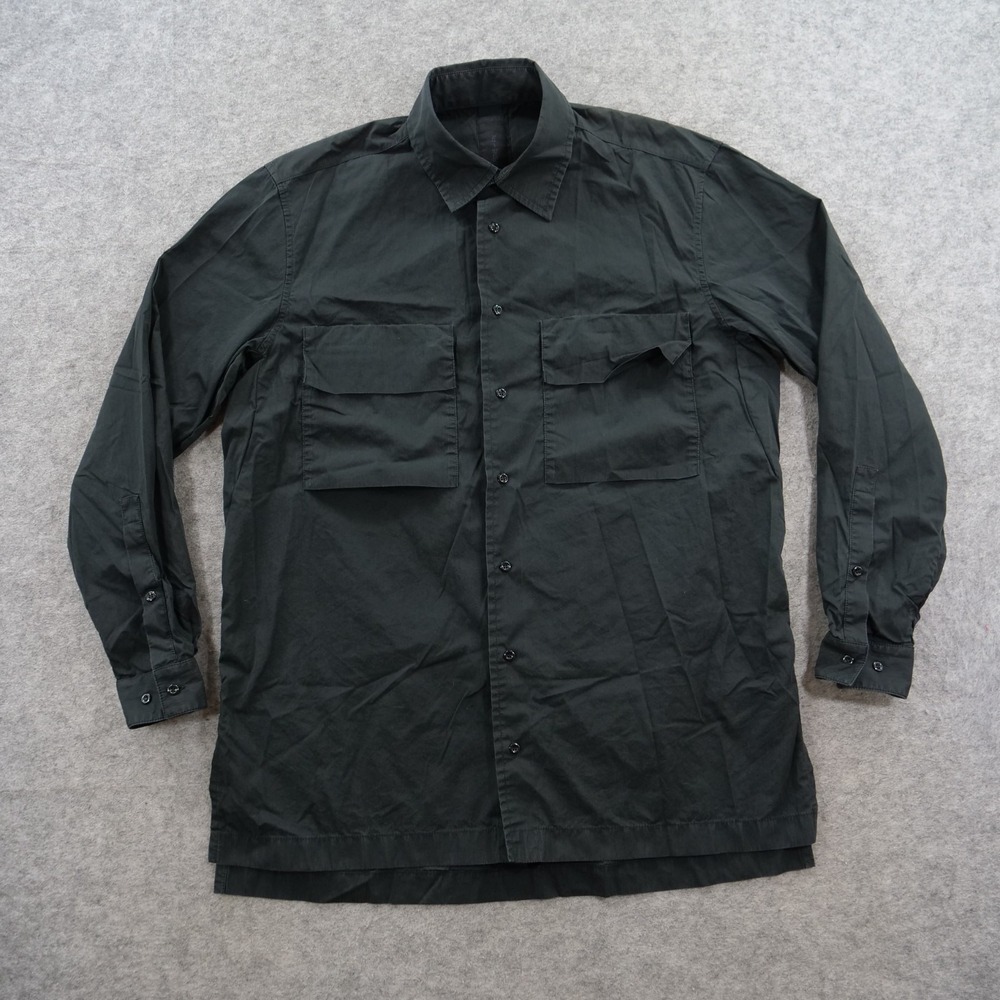 Nike ESC Shirt Mens Small Black Long Sleeve Button Utility Pocket Italy Oversize